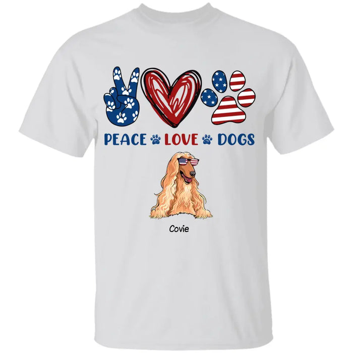 Peace Love Dogs - Personalized T-Shirt - 4th July TS - PT3846
