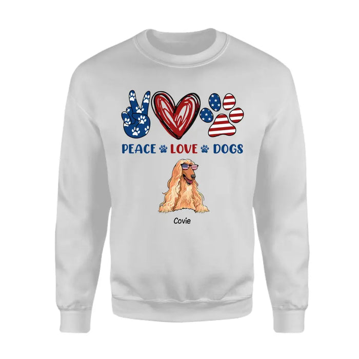 Peace Love Dogs - Personalized T-Shirt - 4th July TS - PT3846