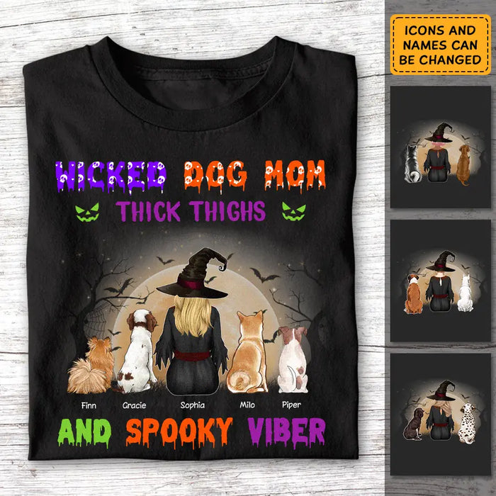 Thick Thighs And Spooky Vibes Dog - Personalized T-Shirt - Halloween - PT3862