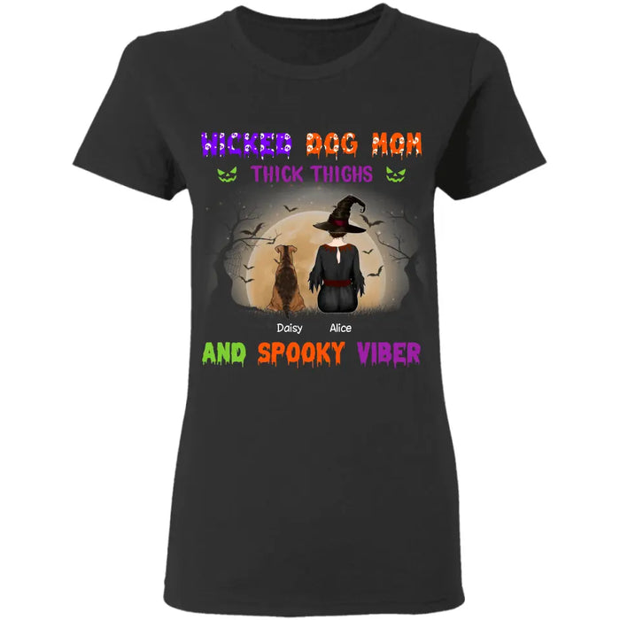 Thick Thighs And Spooky Vibes Dog - Personalized T-Shirt - Halloween - PT3862