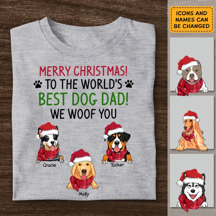 Merry Chirstmas To The World's Best Dog Dad Mom - Personalized T-Shirt - Gift Dog Dog Lovers TS-PT3865