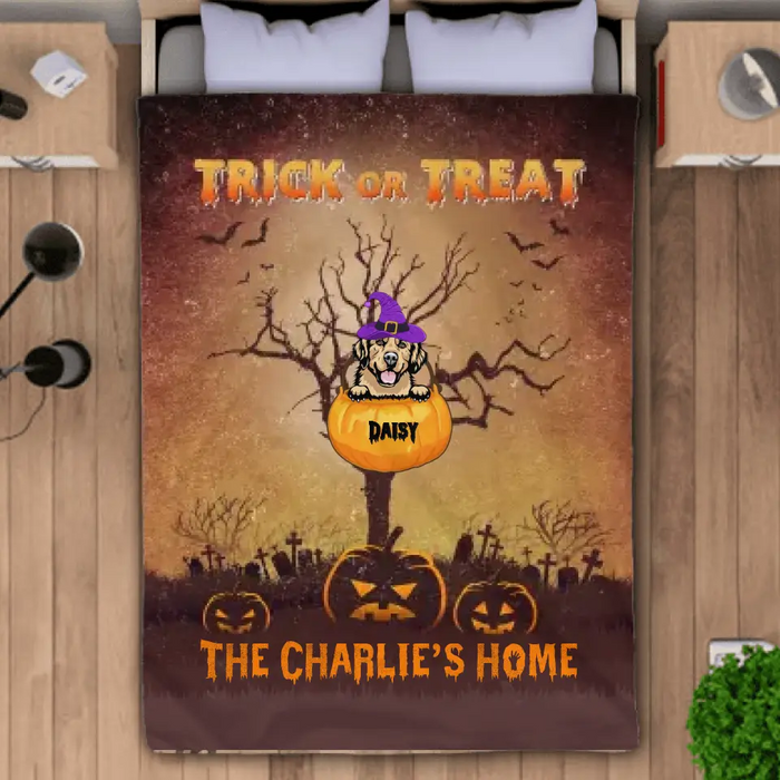 Halloween Blanket Trick Or Treat Blanket Personalized Blanket- Halloween B - PT3966