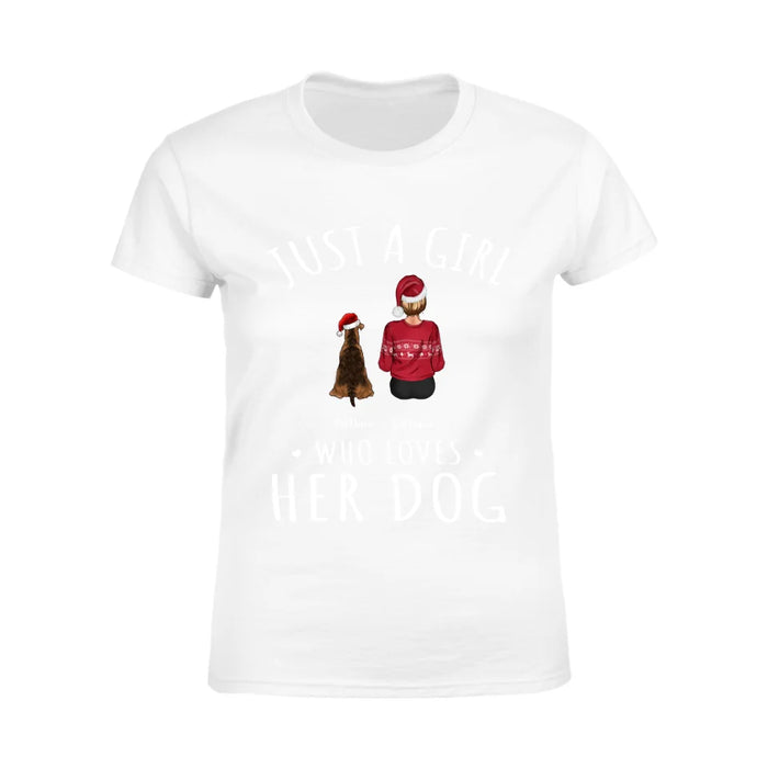 Just A Girl Who Loves Her Dogs Christmas Personalized T-Shirt TS-PT534