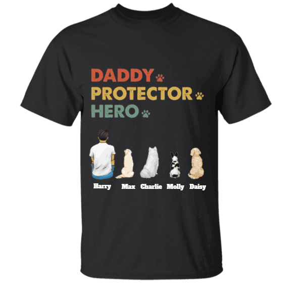 "Daddy Protector Hero" man and dog personalized T-Shirt