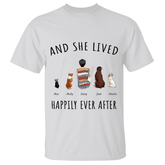 "And She Lived Happily Ever After"girl and dog, cat personalized T-Shirt
