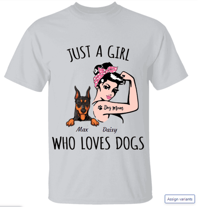 "Just a girl who loves dogs" personalized T-Shirt