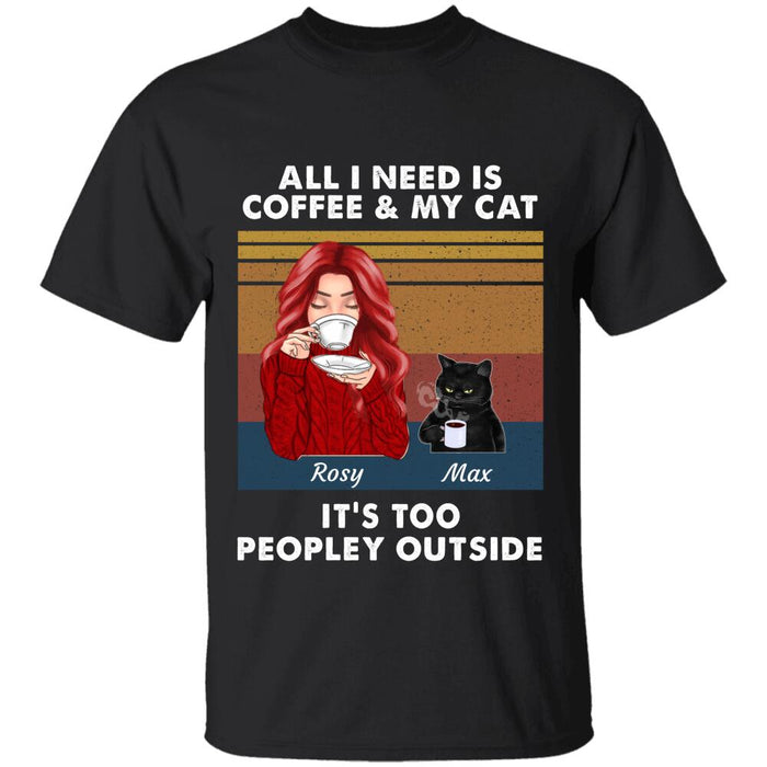 "It's Too Peopley Outside Grumpy Cat" girl and cat personalized T-Shirt