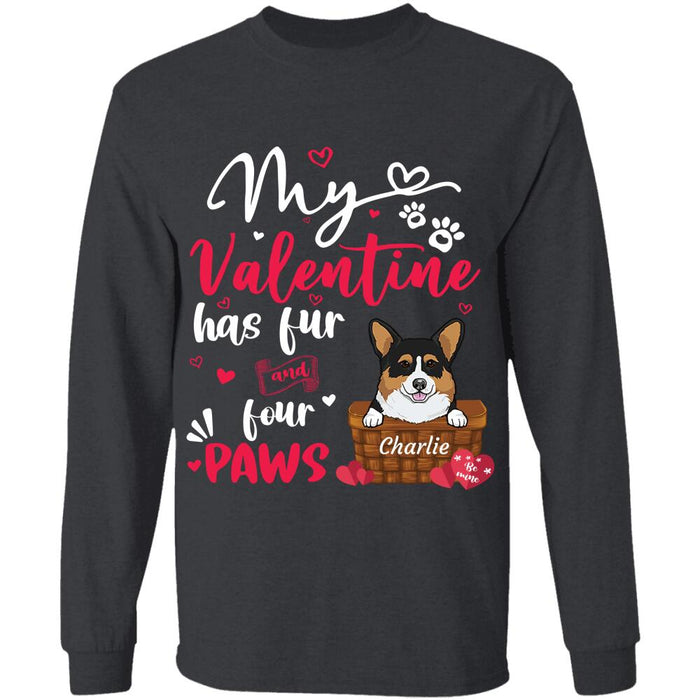 "My Valentine Has Fur And four Legs" dog personalized T-Shirt