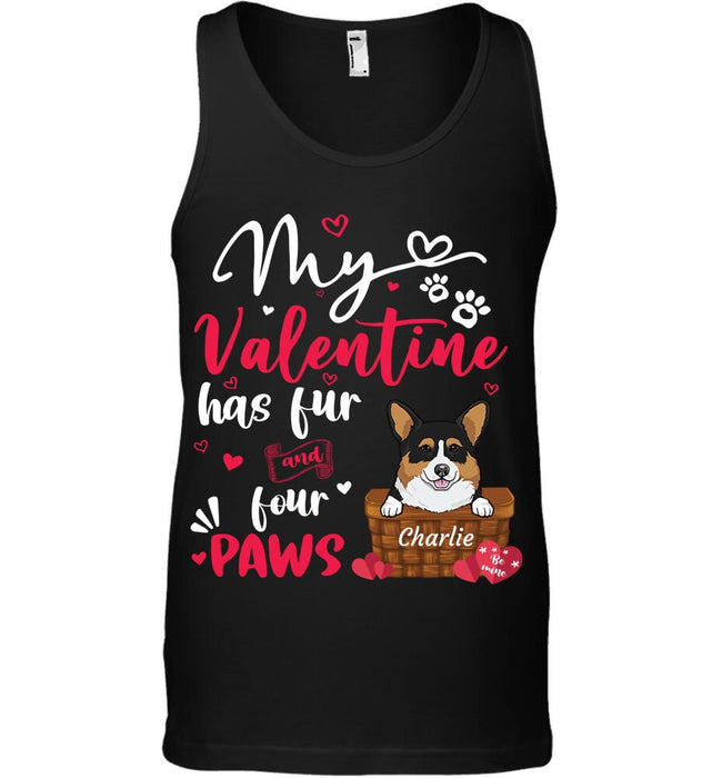 "My Valentine Has Fur And four Legs" dog personalized T-Shirt
