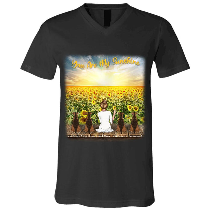 "You Are My SunShine" girl and dog, cat personalized T-Shirt