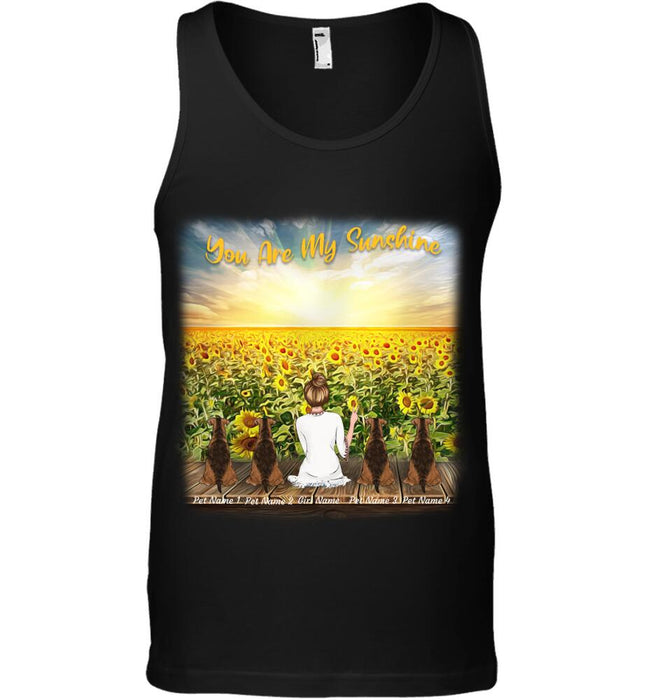 "You Are My SunShine" girl and dog, cat personalized T-Shirt