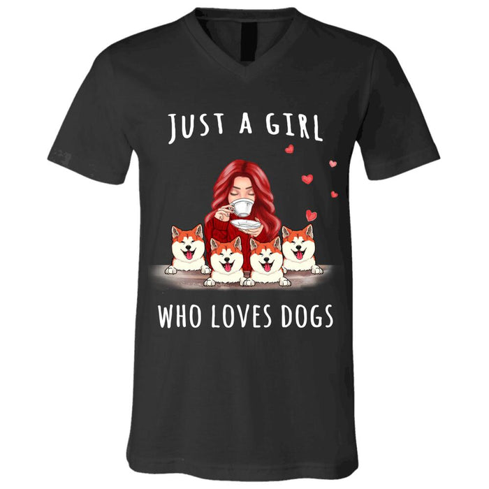 "Just A Girl Loves Dogs" girl and dog personalized T-Shirt