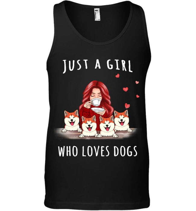 "Just A Girl Loves Dogs" girl and dog personalized T-Shirt