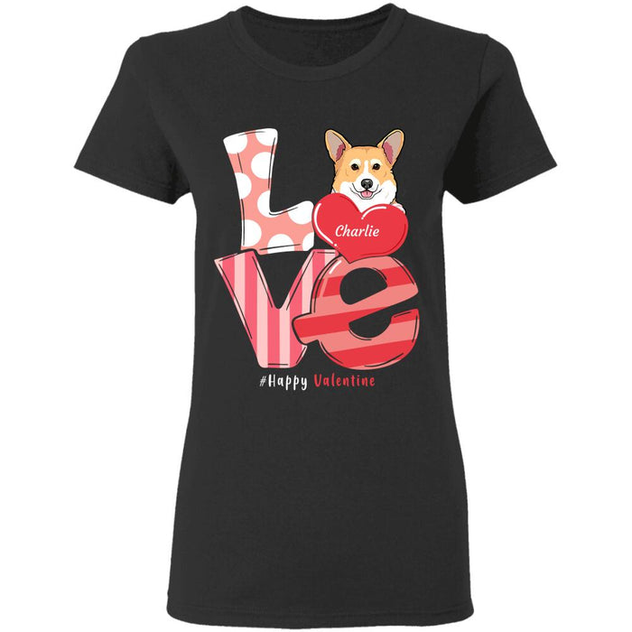 "Happy Valentine With Dog" dog personalized T-Shirt