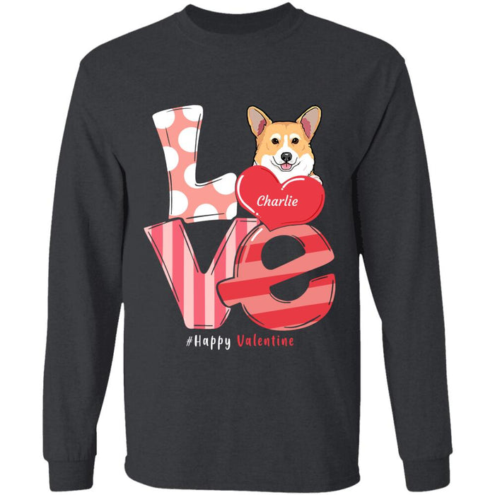 "Happy Valentine With Dog" dog personalized T-Shirt