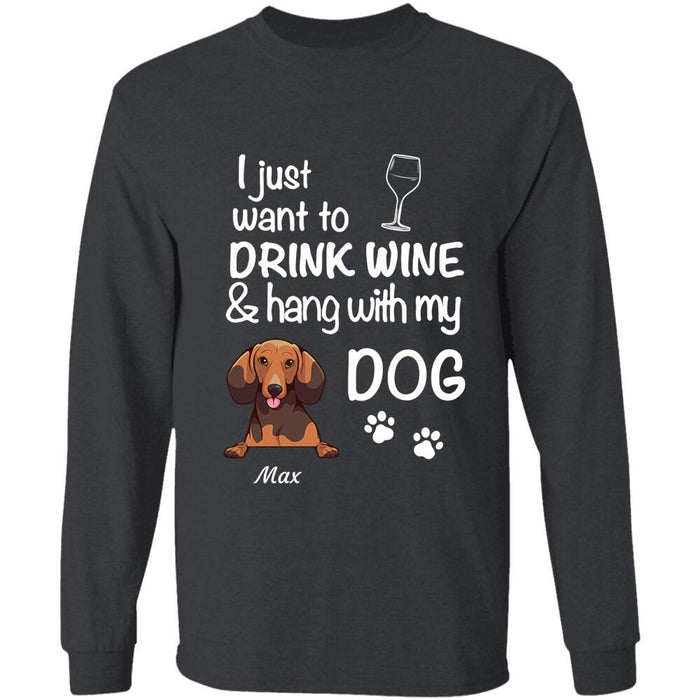 "Drink Wine And Hang With My Dog" dog personalized T-Shirt