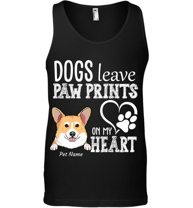 "Dogs leave paw prints on my heart" personalized T-Shirt
