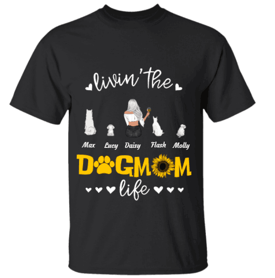 Livin' the Dog/Cat Mom life personalized pet T-Shirt