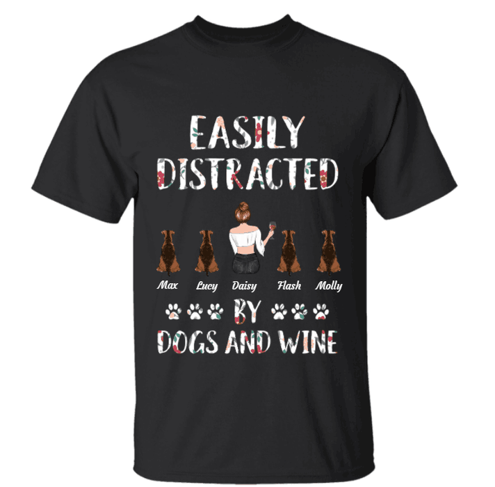 Easily distracted by dogs/cats and wine personalized pet T-Shirt