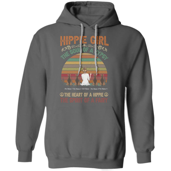 "Hippie Girl" girl and dog, cat personalized T-Shirt