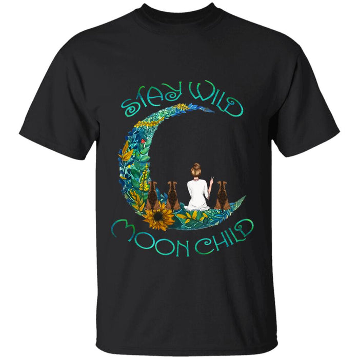 "Stay wild moon child" girl and dog, cat personalized T-Shirt