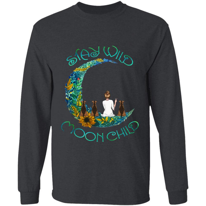 "Stay wild moon child" girl and dog, cat personalized T-Shirt