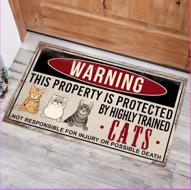 Warning: This property is protected by highly trained Dogs/Cats personalized doormat