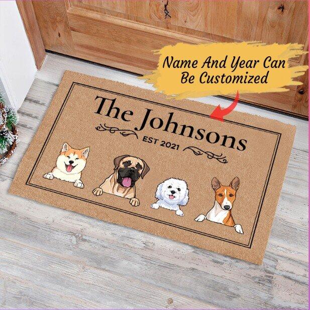"Our Family" Dog and Cat personalized doormat