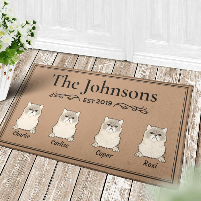 "Our Family" Dog and Cat personalized doormat