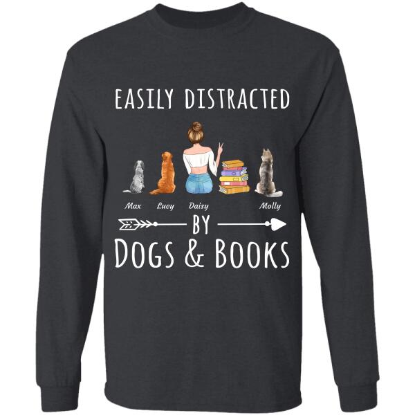 Easily distracted by Dogs/Cats & Books personalized Pet T-Shirt