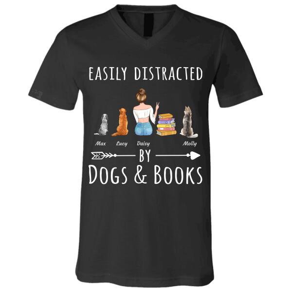 Easily distracted by Dogs/Cats & Books personalized Pet T-Shirt
