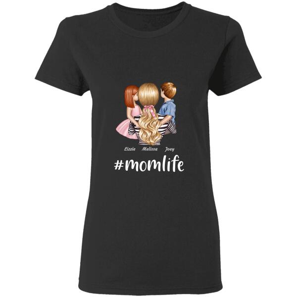 "#momlife" mom and girl, boy personalized T-shirt