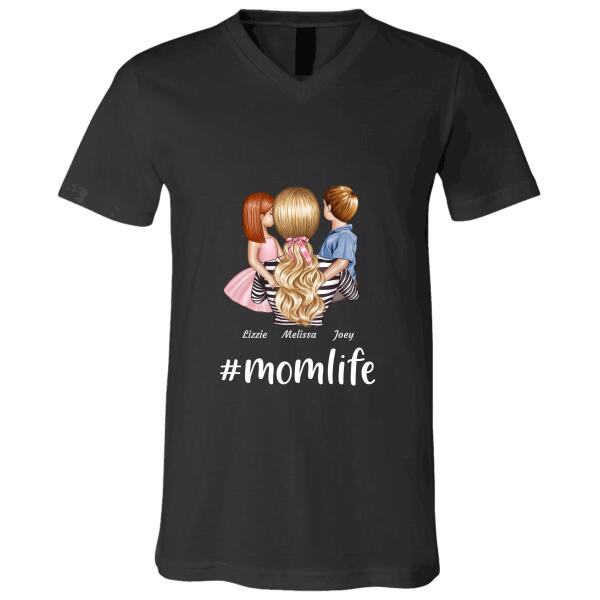 "#momlife" mom and girl, boy personalized T-shirt