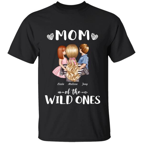 "Mom Of The Wild Ones" mom and girl, boy personalized T-shirt