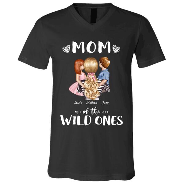 "Mom Of The Wild Ones" mom and girl, boy personalized T-shirt