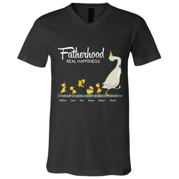 "Fatherhood Real Happiness" funny duck name personalized T-Shirt