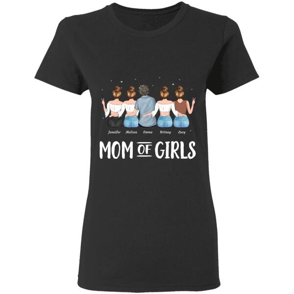 "Mom Of Girls" girl and mom personalized T-shirt