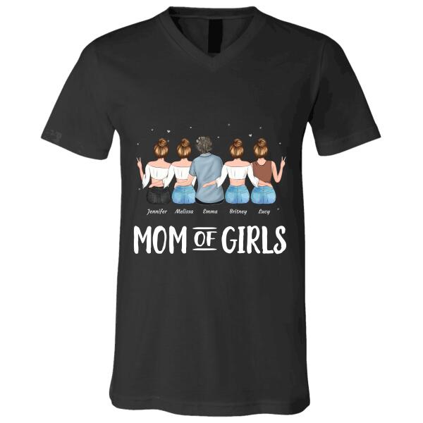 "Mom Of Girls" girl and mom personalized T-shirt