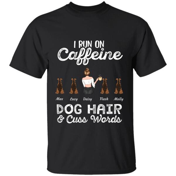 I run on Caffeine Dog/Cat Hair & Cuss Words personalized Pet T-Shirt