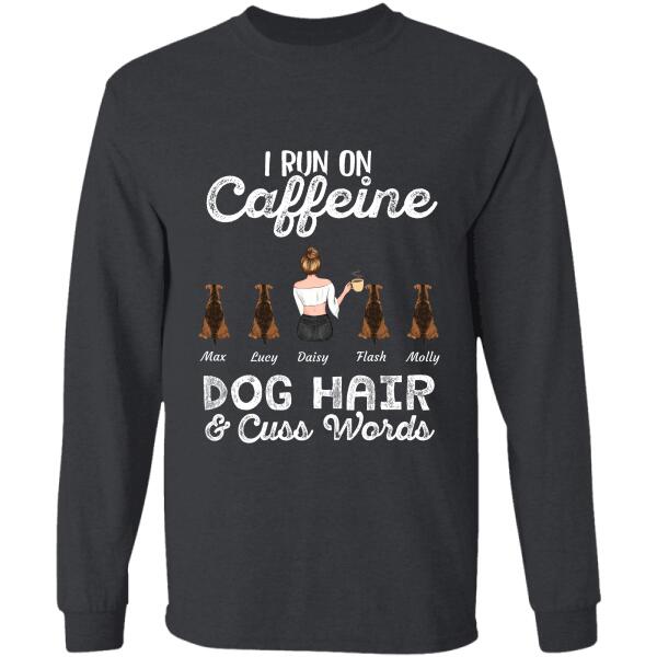 I run on Caffeine Dog/Cat Hair & Cuss Words personalized Pet T-Shirt