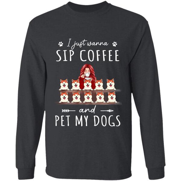 I Just Wanna Sip Coffee And Pet My Dogs/Cats personalized pet T-Shirt