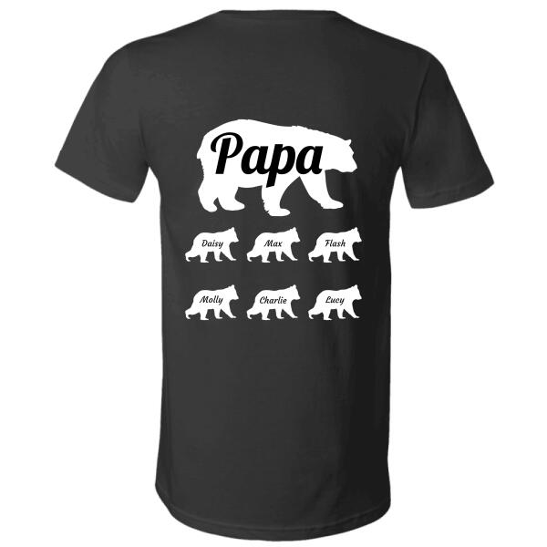 "Papa Bear" Kids' Name personalized Back T-shirt