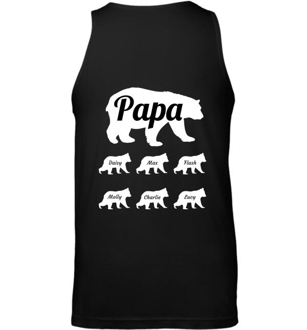 "Papa Bear" Kids' Name personalized Back T-shirt