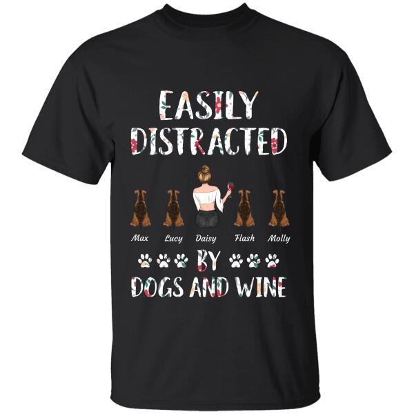 Easily distracted by dogs/cats and wine personalized pet T-Shirt