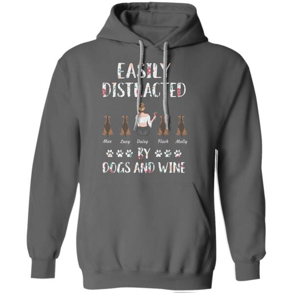 Easily distracted by dogs/cats and wine personalized pet T-Shirt