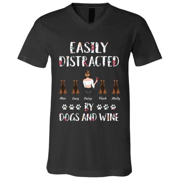 Easily distracted by dogs/cats and wine personalized pet T-Shirt