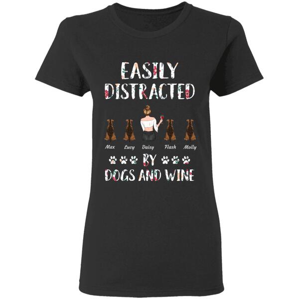 Easily distracted by dogs/cats and wine personalized pet T-Shirt