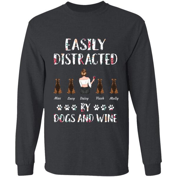 Easily distracted by dogs/cats and wine personalized pet T-Shirt