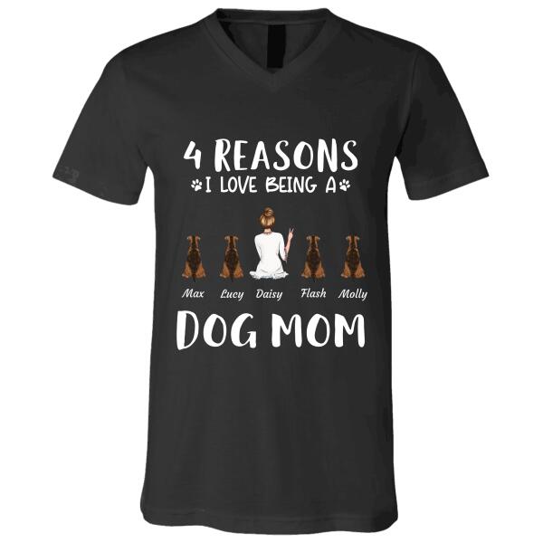 "4 Reasons I Love Being A Dog/Cat Mom" girl and dog, cat personalized T-shirt