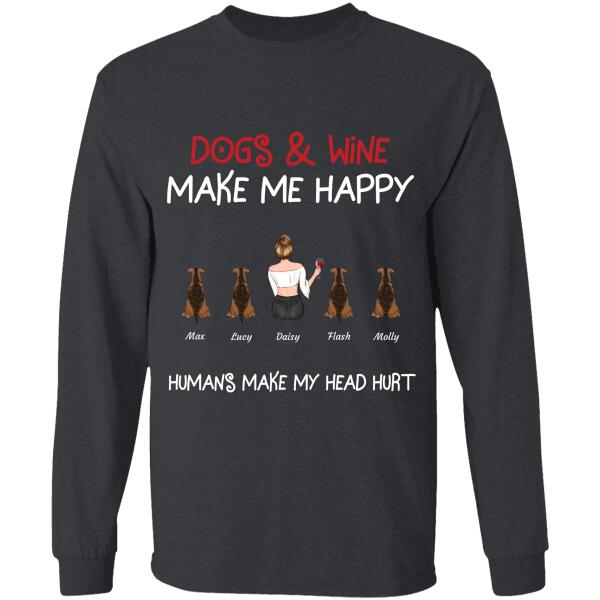 Dogs/Cats & Wine Make Me Happy Humans Make My Head Hurt personalized pet T-Shirt